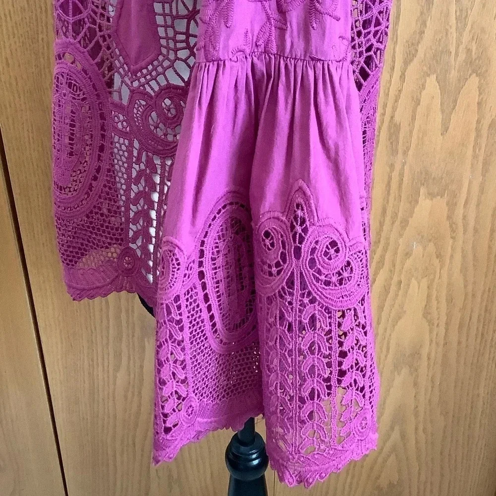 Anthropologie Chloe Oliver Plum Pink Lace Top Sz-S